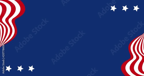Copy space animation and background decoration in navy blue, red, and white, symbolizing the United States flag.