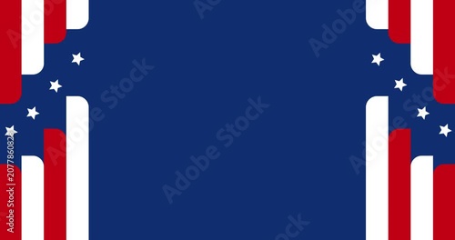 Copy space animation and background decoration in navy blue, red, and white, symbolizing the United States flag.