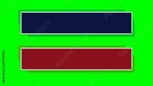 Dual rectangular lower third banners with animated light sweep on green screen for presentation and broadcast templates