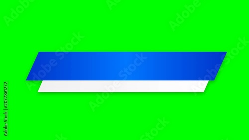 Blue and white lower third graphic template on green screen for corporate presentation and news broadcast overlay.