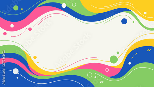 Vibrant Abstract Wavy Background Design with Dynamic Flowing Shapes and Playful Dots, Ideal for Creative Projects and Modern Presentations