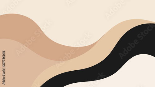 Fotografie Elegant abstract design featuring smooth, organic wavy forms in natural, harmoni