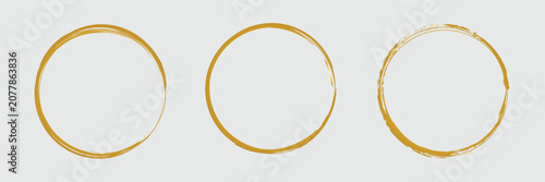 Gold glittering circle of paint golden glitter texture. abstract gold glitter texture. gold circle frame set on white background. EPS 10 .