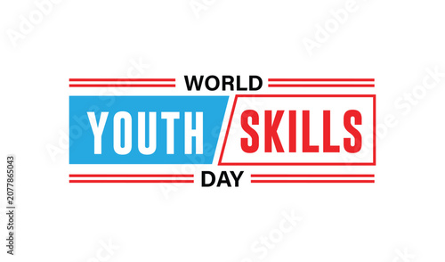World youth skills day logo with colorful text design Vector