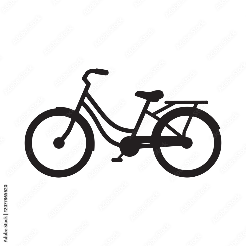 Fototapeta premium Bicycle Silhouette Against White Background Simple Vector Illustration