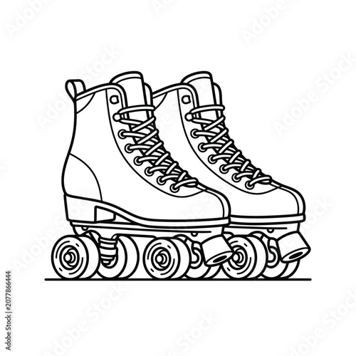 Classic Roller Skates with Four Wheels and Laces.