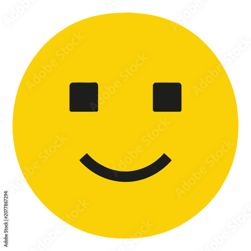 Принти на полотні Yellow smiley face emoticon icon with black eyes and curved smile icon