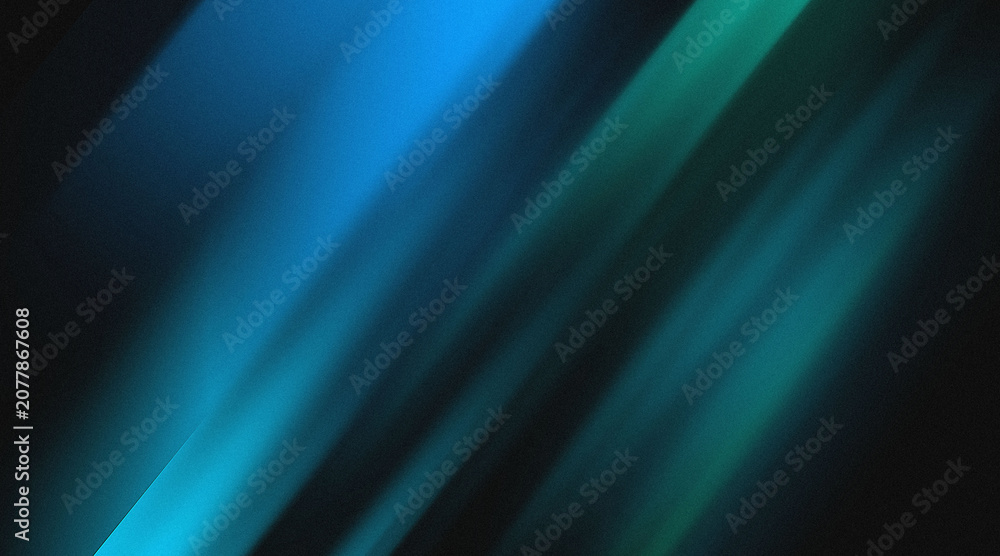 Obraz premium Abstract Dark Blue and Green Neon Light Streaks Background with Grain Texture