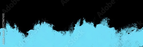 Cyan torn paper edge border on a black background. Wide abstract grunge banner perfect for framing, headers, and creative digital collages.
