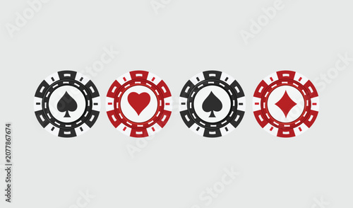 Poker chips with spade, heart, and diamond suits Vector