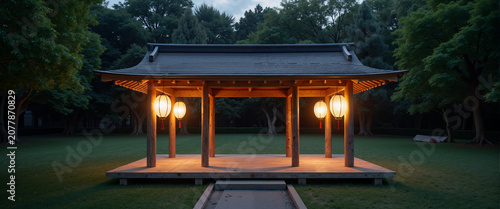 Elevated Bon Odori Dance Platform Yagura for Travel and Cultural Website Design