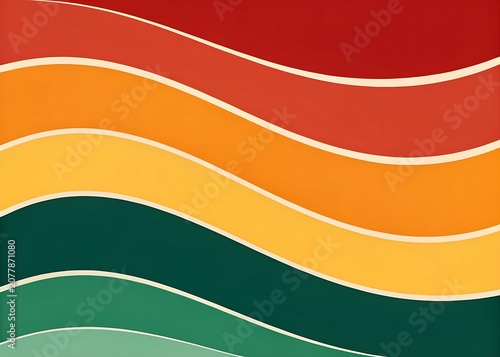 Retro 70s style abstract background with wavy colorful stripes juneeth