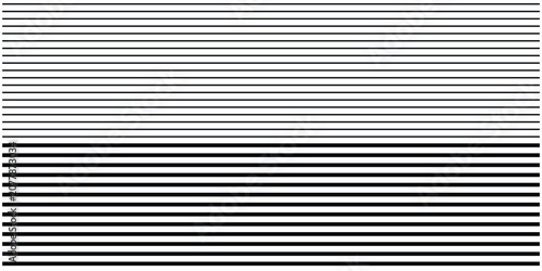 Fényképezés Abstract background with horizontal black lines of varying thickness on a white surface
