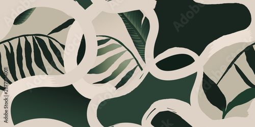 Minimalist abstract botanical pattern. Elegant contemporary seamless pattern. Hand drawn unique print.