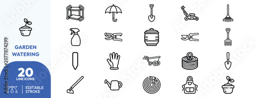 Obraz na płótnie Outdoor Plant Care Tools icon set