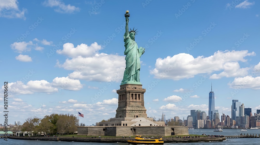 Fototapeta premium Statue of Liberty with New York City skyline background.