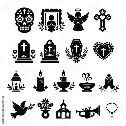 Dia dos Finados vector illustration icon set 
