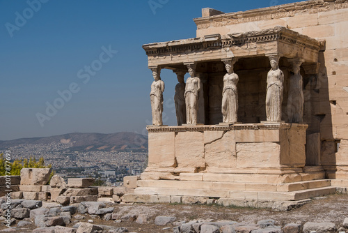 Photos Caryatids of the Erechtheion on the Acropolis of Athens, Greece.