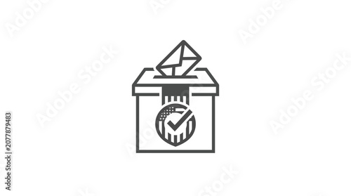 Obraz na plátně Voting Ballot Box Icon with Checkmark and American Flag Seal - Election Concept