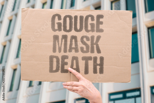 Tableau sur toile "Gouge mask death" Inflated protective gear costs endanger lives