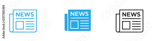 Bilde på lerret News icon set in blue and black on white background for media and journalism concepts vector illustration
