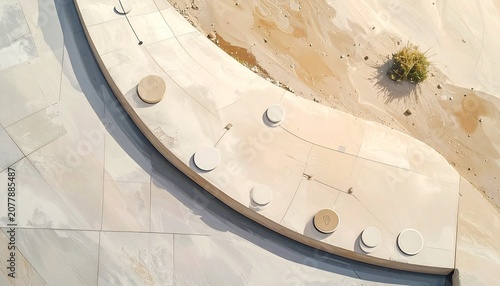Curved Roadmap Path with Circular Milestones in Green Landscape