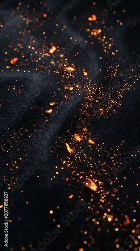 Abstract Dark Background with Golden Particles.