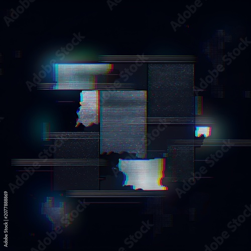 Abstract Digital Glitch Art with Geometric Shapes.