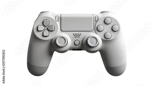 Canvastavla White video game controller with textured grips, isolated on transparent backgro