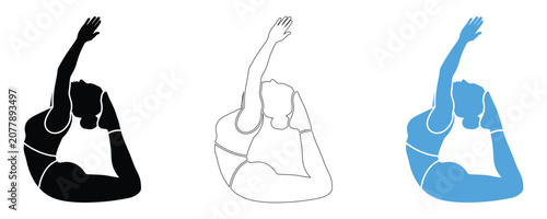 Three variations of a woman in a yoga pose