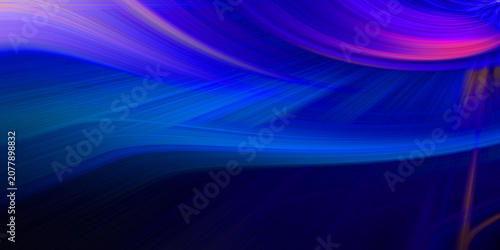 Tableau sur toile Abstract neon blue and purple light trails forming cosmic waves in deep space concept for high energy futuristic graphic design