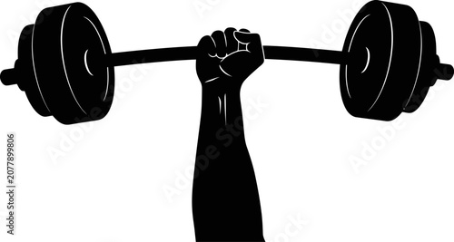Φωτογραφία Silhouette of an arm lifting a barbell for strength and fitness.