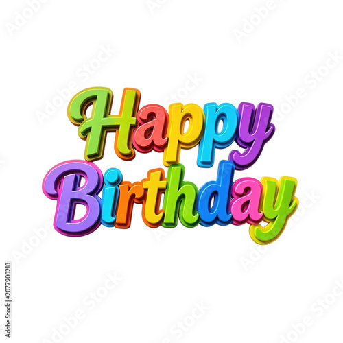 Happy Birthday Rainbow 3d Render Transparent Background