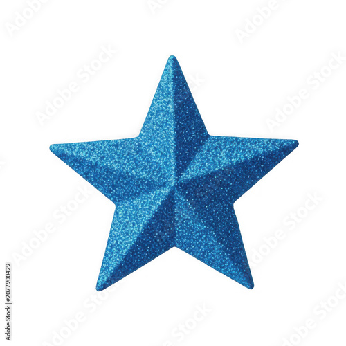 Blue glitter star shape isolated on dark background