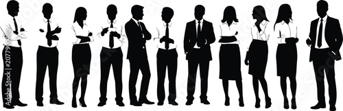 Foto Silhouettes of business men and women in various poses