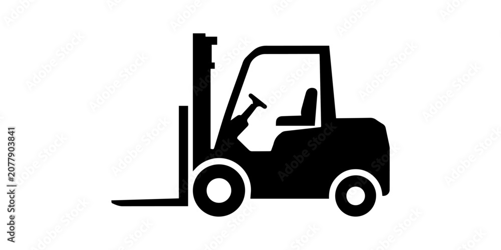 Naklejka premium Forklift Black silhouette icon white background
