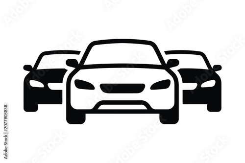 Modern Sports Cars Front View Silhouette Vector Icon Automotive Design