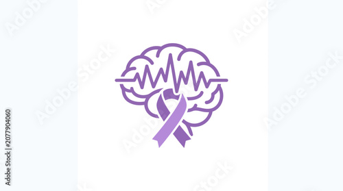 Foto Brain health awareness, epilepsy symbol, mental health concept