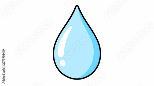 Single Blue Water Drop Illustration.