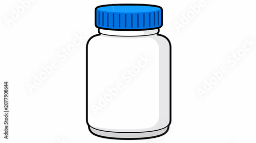 Small transparent plastic medicine bottle.