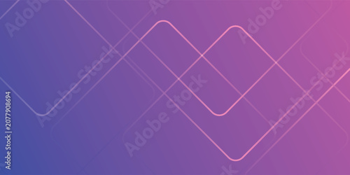 Abstract Purple and Blue Gradient Background with Glowing Geometric Lines and Shapes eps10