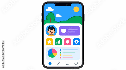 Smartphone with social media apps.