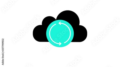 Cloud backup sync data transfer animation cloud computing synchronization