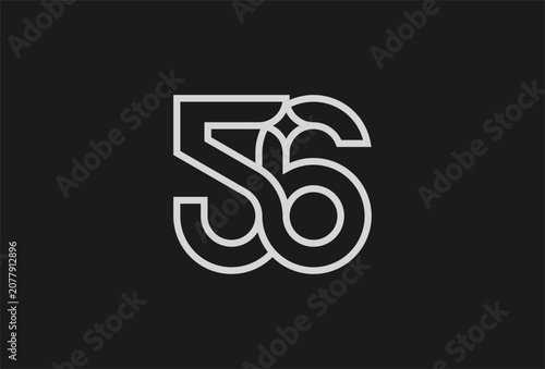 Number 56 Logo, Number 56 with star combination in line style, flat design logo template , vector illustration