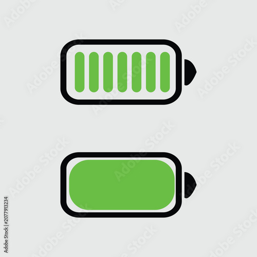 Battery Charge Level Line Icon Set - Full Battery and Charging Outline Vector Collection