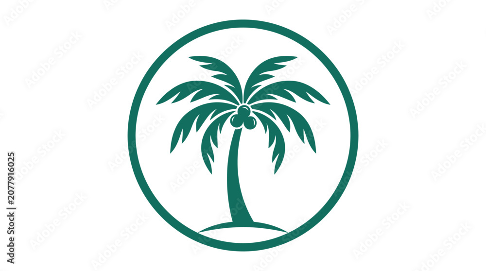 Obraz premium Palm tree logo in a circle.