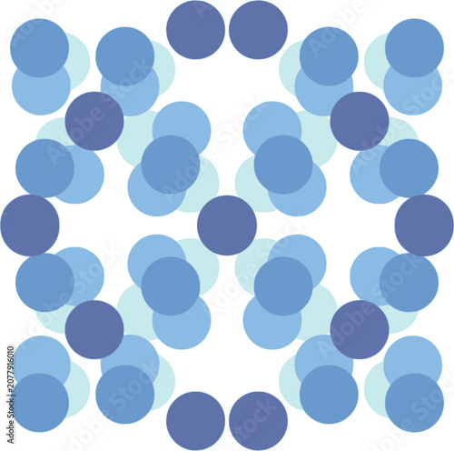 Foto Blue Overlapping Circle Cluster Tile – Abstract Geometric Bubble Pattern