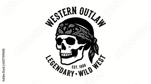 Foto Custom Engraved Western Outlaw Skull Logo on Classic Brown Leather Cowboy Hat