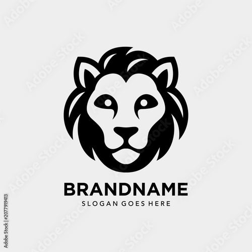 cartoon lion head vector logo
