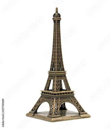 Detailed Golden Eiffel Tower Model Isolated on Transparent Background